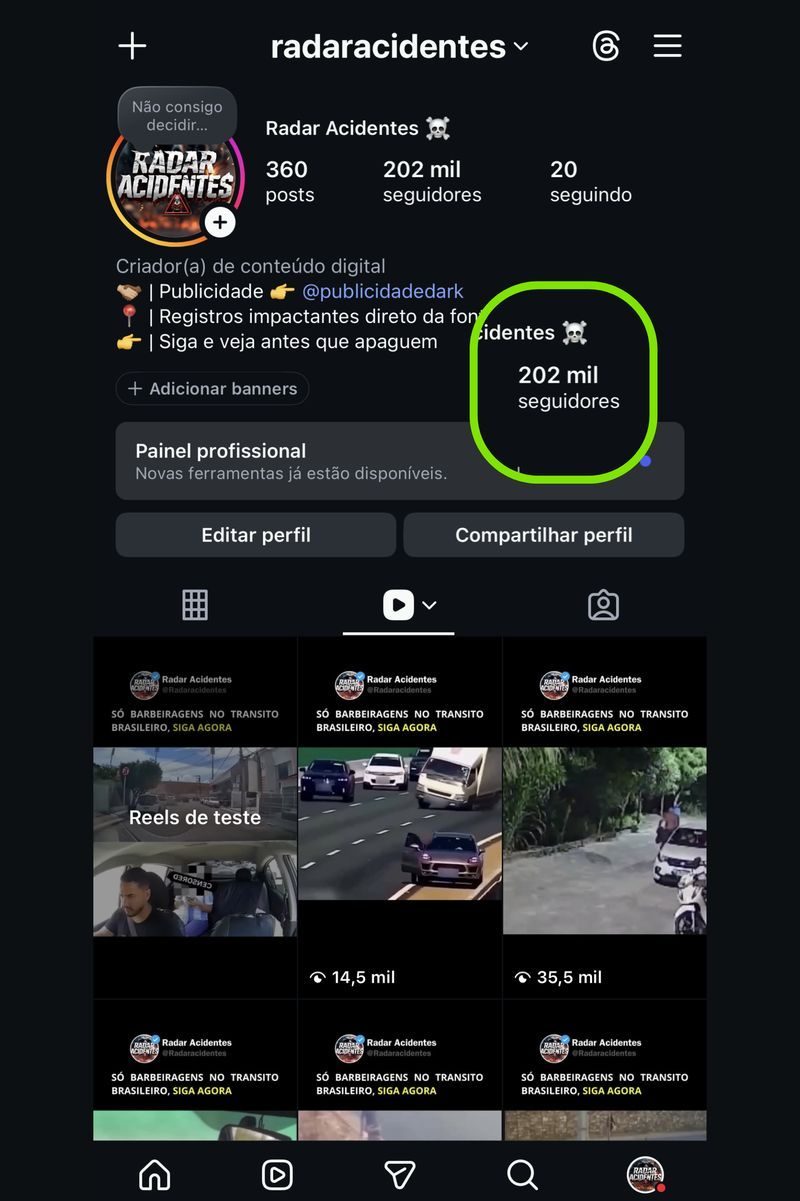 Página dark crescendo no automático